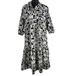 Anthropologie Black and White Midi Dress